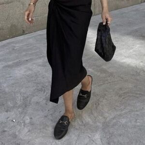 Black Loafers With Gold Buckle